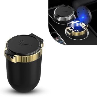 1 PC Car Ashtray, 3.93" x 2.75" x 1.88" Large Center Console Opening Designed Flame Retardant Stainless Steel Liner Trash Can with Cap, Detachable Neat Accessories, for Cars...