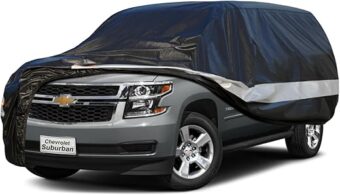 10 Layers SUV Car Cover Custom Fit for Chevy Suburban (1973-2024),Waterproof All Weather for Automobiles, Outdoor Full Cover Sun UV Rain Protection with Cotton.Black