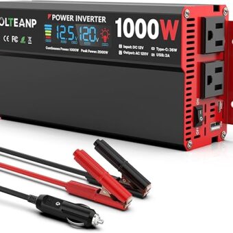 1000 Watt Power Inverter 12V DC to 110V/120V AC Car Inverter with LCD Screen Display, 2 AC Outlets, 36W Type-C Port, 5V/3A USB Port, Car Power Converter for Truck, Home,...