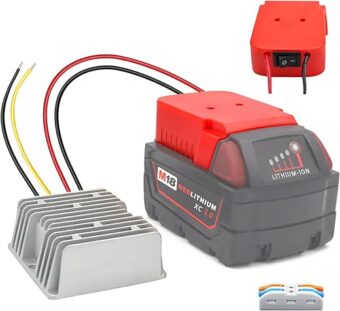 18V to 12V Step Down Converter Aadpter for Milwaukee M18 Batteries, DC 18V to DC 12V 15A 180W Power Wheel Inverter, Buck Boost Voltage Regulator with Low Voltage Protection and...