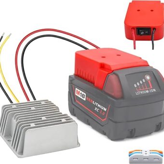 18V to 12V Step Down Converter Aadpter for Milwaukee M18 Batteries, DC 18V to DC 12V 15A 180W Power Wheel Inverter, Buck Boost Voltage Regulator with Low Voltage Protection and...