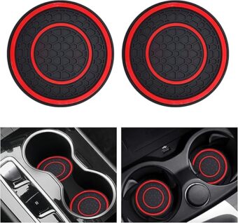 2 PCS Car Cup Holder Coaster,Car Coasters Cup Mats,2.75 Inch Universal Car Cup Coasters,Non-Slip Anti Dust Mats Cup Holder Insert Coaster, Suitable for Most Car Interior (Red)