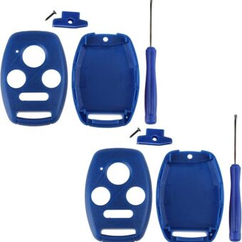 2 Replacement Key Fob Shell Case Kit for Honda Accord Civic CR-V Pilot (Blue)