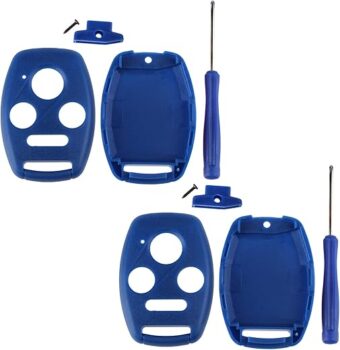 2 Replacement Key Fob Shell Case Kit for Honda Accord Civic CR-V Pilot (Blue)