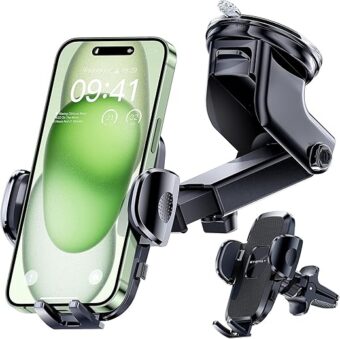 2024 Upgraded Car Phone Holder - [ Bumpy Roads Friendly ] Phone Mount for Car Dashboard Windshield Air Vent 3 in 1, Hand Free Mount for iPhone 15 14 13 12 Pro Max Samsung All...