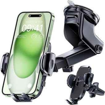 2024 Upgraded Car Phone Holder - [ Bumpy Roads Friendly ] Phone Mount for Car Dashboard Windshield Air Vent 3 in 1, Hand Free Mount for iPhone 15 14 13 12 Pro Max Samsung All...