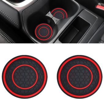 2PCS Car Cup Holder Coasters, 2.75 Inch Auto Non-Slip Anti Dust Cup Mats, Console Cup Holder Insert Coaster Auto Insulated Mats, Universal Interior Accessories for Most Cars (Red)