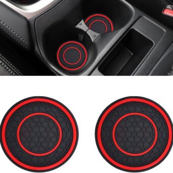 2PCS Car Cup Holder Coasters, 2.75 Inch Auto Non-Slip Anti Dust Cup Mats, Console Cup Holder Insert Coaster Auto Insulated Mats, Universal Interior Accessories for Most Cars (Red)