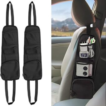 2PCS Car Seat Storage Hanging Bag, Multi-Pocket Seat Side Organizer, Multifunctional Mesh Net Pocket, Can Hold Mobile Phone, Wallet, Glasses, Suitable for Cars, SUVs, Trucks