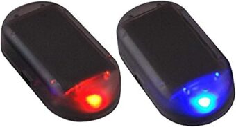 2pcs Car Solar Power Simulated Dummy Alarm Warning Anti-Theft LED Flashing Security Light Fake Lamp (Blue + Red) 2