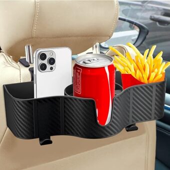 3-in-1 Car Headrest Backseat Organizer with 3.7''Cup Holder, Headrest Hooks