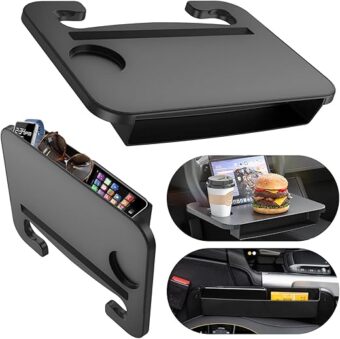 3 in 1 Car Steering Wheel Desk - Steering Wheel Tray with Car Seat Gap Filler Organizer | Car Food Tray Table for Eating Driver | Car Desk for Laptop Mount, Road Trip Essentials...