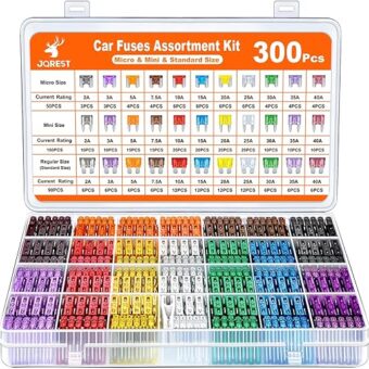 300Pcs Car Fuse Assortment Kit, 160 Mini Blade Fuses Automotive + 90 Standard Auto Fuses + 50 Micro Fuse + 1 Puller – for Car/RV/Truck/Motorcycle(2Amp 3A 5A 7.5A 10A 15A 20A 25A...