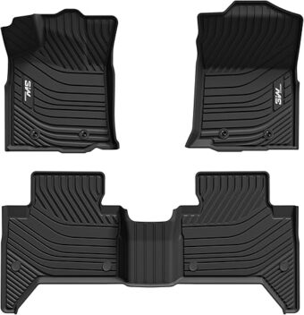 3W Floor Mats Fit Toyota Tacoma 2016-2023 (Only for Double Cab and Automatic), TPE All Weather Custom Fit Floor Liner for Toyota Tacoma 1st and 2nd Row Full Set Car Liners, Black