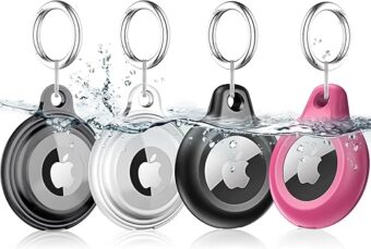 4 Pack Airtag Keychain for Apple Air Tag Holder IPX8 Waterproof Military-Grade Drop Shockproof Protective Cover Case Scratch Resistant for Pets, Dog, Keys, Cat, Luggage