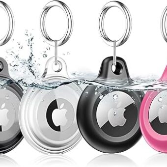 4 Pack Airtag Keychain for Apple Air Tag Holder IPX8 Waterproof Military-Grade Drop Shockproof Protective Cover Case Scratch Resistant for Pets, Dog, Keys, Cat, Luggage