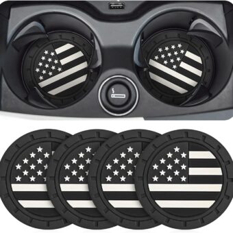 4 Pack Car Cup Holder Coasters, Colored American Flag US Flag Insert Car Cup Coaster, 2.75 Inch Anti Slip Shockproof Embedded Drink Mat, Vehicle Interior Decor Accessories