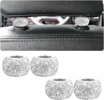 4 Pack Car Headrest Collars, Bling Car Head Rest Collars Rings Decor, Rhinestone Car Head Rest Collars, Diamond Interior Car Seat Accessory, Crystal Decoration Charms for Car...