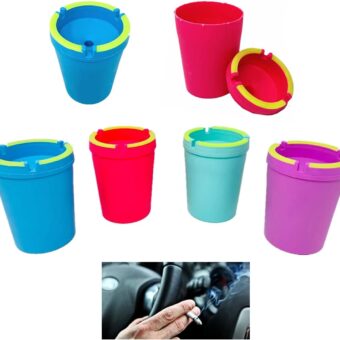 (4 Pack Jumbo) Glow in the Dark Butt Bucket Ashtray Cigarette Cup Car Ash Holder Portable Truck Home Office (Colors May Vary)