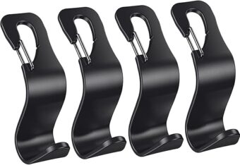 4 Pack Vehicle Back Seat Headrest Hook Hanger for Purse Grocery Bag Handbag