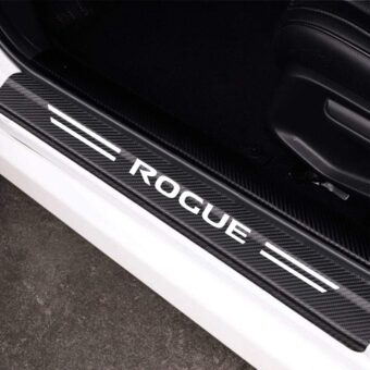 4Pcs Nissan Rogue Door Sill Protector Reflective 4D Carbon Fiber Sticker Decoration Door Entry Guard Door Sill Scuff Plate Stickers Accessories for Nissan Rogue (White)