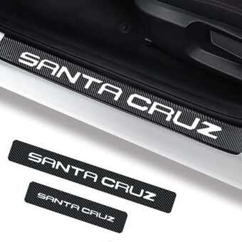 4Pcs Santa Cruz Door Sill Protector Reflective 4D Carbon Fiber Sticker Decoration Door Entry Guard Door Sill Scuff Plate Stickers Accessories Compatible with Hyundai Santa Cruz...