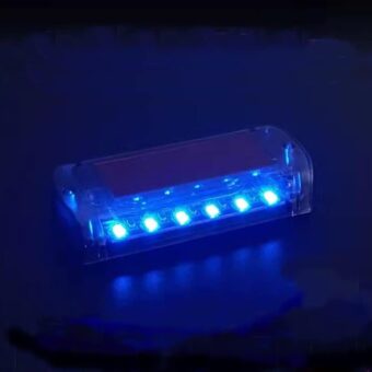 6 LED Car Alarm Warning Light Fake Dummy Solar Power Simulated Security Anti-Theft Flashing Light Car Burglar Alarm Light (Blue)