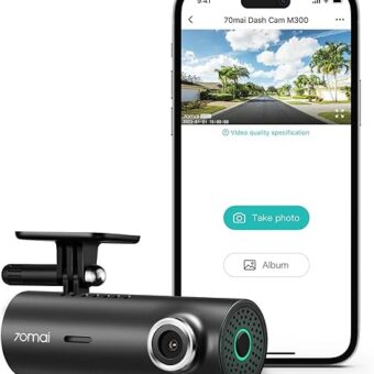 70mai Dash Cam M300, 1296P QHD, Built in WiFi Smart Dash Camera for Cars, 140° Wide-Angle FOV, WDR, Night Vision, iOS/Android Mobile App