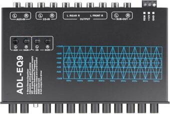 9-Band Car Audio Equalizer 1/2 DIN Pre-Amp，with CD/AUX Input Select Switch，Subwoofer Outputs