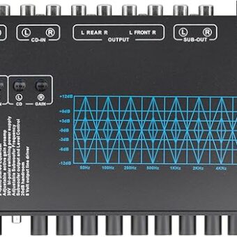 9-Band Car Audio Equalizer 1/2 DIN Pre-Amp，with CD/AUX Input Select Switch，Subwoofer Outputs