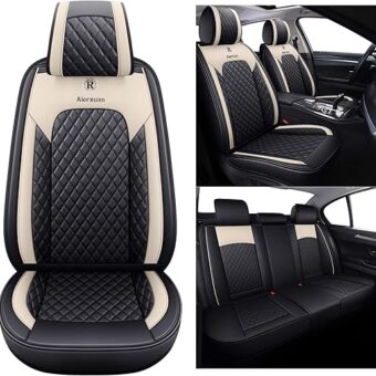 Aierxuan Seat Covers for Cars Women Leather Waterproof Universal Fit for Hyundai Elantra Sonata Ford Forte Honda Civic CRV Toyota Corolla 4Runner Rav4 Highlander Hybrid(Full...