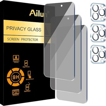 Ailun 3Pack Privacy Screen Protector for iPhone 15 Pro Max [6.7 inch]+3Pack Camera Lens Protector,Sensor Protection,Dynamic Island Compatible,Anti Spy Tempered Glass[9H...