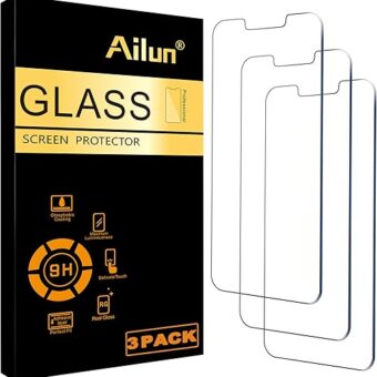 Ailun Glass Screen Protector for iPhone 14 / iPhone 13 / iPhone 13 Pro [6.1 Inch] Display 3 Pack Tempered Glass, Case Friendly