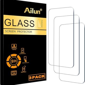 Ailun Glass Screen Protector for iPhone 15 / iPhone 15 Pro [6.1 Inch] Display 3 Pack Tempered Glass, Sensor Protection, Dynamic Island Compatible, Case Friendly