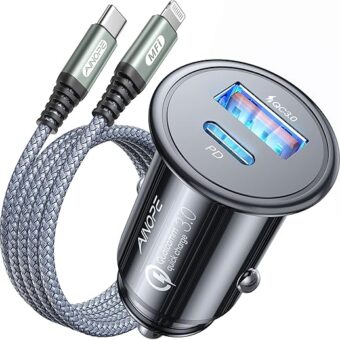 AINOPE for【Apple MFi Certified】 54W iPhone Car Charger Fast Charging Cigarette Lighter USB Charger, Mini USB C Car Charger Adapter for iPhone 14/14 Pro Max/14 Plus/13/12