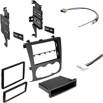 American International Single or Double DIN Radio Dash Kit for Nissan Altima Sedan or Coupe (2007-2012) with Antenna Adapter and Wiring Harness (NDK727CP)