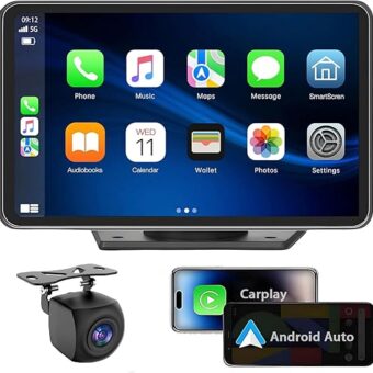 Apple Carplay Wireless Portable Touchscreen Car Stereo Bluetooth Voice Control 7" Apple Car play & Android Auto Car Audio HD Screen with 1080p Backup Camera GPS...