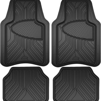 Armor All® 4-Piece Black All-Season Floor Mats - Custom Fit - All-Weather Protection, Easy to Clean - Premium Trim to Fit Rubber Mats for Cars, Trucks, SUVs