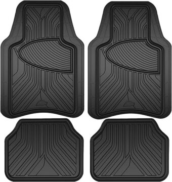 Armor All® 4-Piece Black All-Season Floor Mats - Custom Fit - All-Weather Protection, Easy to Clean - Premium Trim to Fit Rubber Mats for Cars, Trucks, SUVs