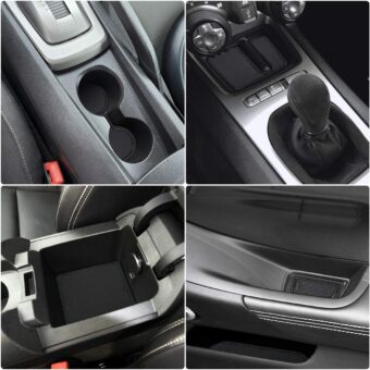 auovo 8pcs/kit Anti-dust Mats for Chevy Camaro Accessories 2010 2011 2012 2013 2014 2015 Car Cup Holder Inserts,Center Console Liner,Door Pocket Liner Mat Premium Custom...