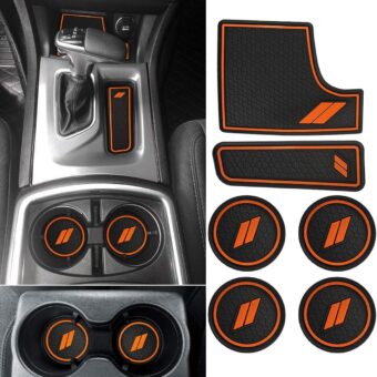 Auovo Anti dust Mats for Charger 2021 2020 2018 2017-2015 Accessories Custom Fit Cup Holder Liners Mats(6pcs/Set, Orange)