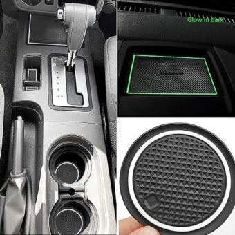 auovo Anti Dust Mats for Frontier Crew Cab 2005-2020 Xterra Accessories 2005-2015 Custom Fit Door Pocket Liners Cup Holder Pads Console Mats(24pcs/Set) (White(Glow in Dark))