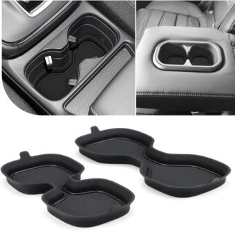 Auovo Cup Holder Inserts Coaster Compatible with Honda CRV CR-V 2023 2024 2025 Silicone Cup Mat Pad Car Interior Decoration (2-pcs kit, Black)