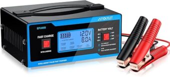 AUTOUTLET Upgraded 8 Volt Battery Charger for Golf Cart Automotive Battery Charger and Maintainer 0-10A with Cable Clamps for 6/8/12/14/16/24V Lead-Acid Batteries