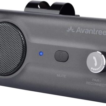 Avantree CK11 Hands Free Bluetooth 5.0 Car Kits, 3W Loud Speakerphone, Support Siri Assistant & Motion Auto On Off, Volume Knob, Wireless in Car Handsfree Speaker with Visor...