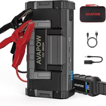 AVAPOW 6000A Car Battery Jump Starter(for All Gas or up to 12L Diesel) Powerful Car Jump Starter with Dual USB Quick Charge and DC Output,12V Jump Pack with Built-in LED Bright...