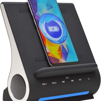 Azpen Dockall D108 Wireless Charging Dock w/Bluetooth Speakers Handsfree Call. Qi-Certified Wireless for iPhone 15/14/13/12/11/XR/XS/ 8 & Samsung Galaxy S23 S22/S21/S20/S10/ S9/...