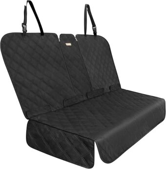 Back Seat Cover 60/40 Split Bench for Full Size Trucks,SUVs- 900D Waterproof Non Slip Car Seat Protector Great for Messy Kids and Drooling Pet Dogs(Black) ﻿