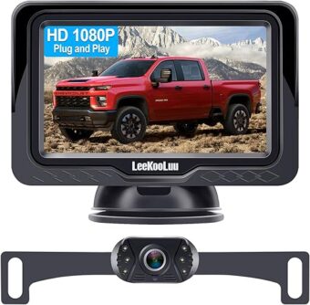 Backup Camera Easy Setup Plug-Play: HD 1080P No-Delay Waterproof - Clear Night Vision Rear View Camera with Monitor for Car Truck SUV - LK3