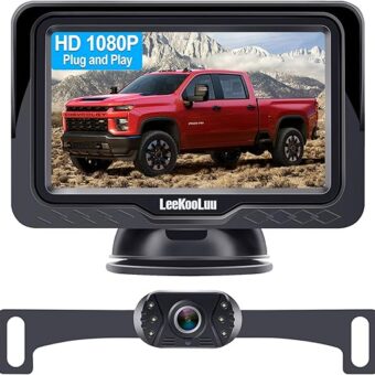 Backup Camera Easy Setup Plug-Play: HD 1080P No-Delay Waterproof - Clear Night Vision Rear View Camera with Monitor for Car Truck SUV - LK3